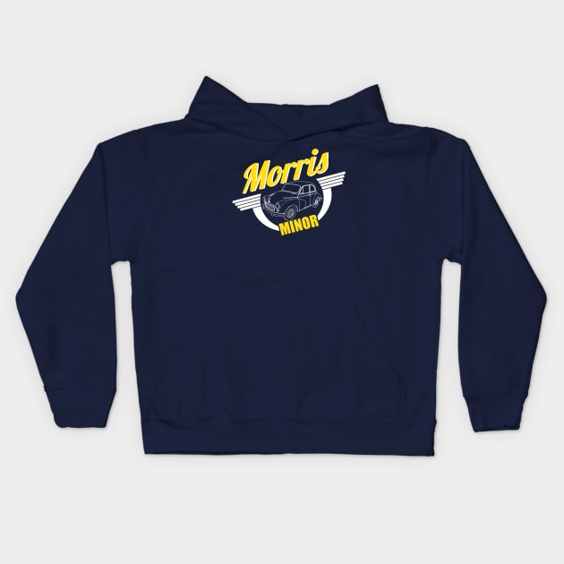 Retro Morris Minor T-Shirt Design Kids Hoodie by funkymonkeytees